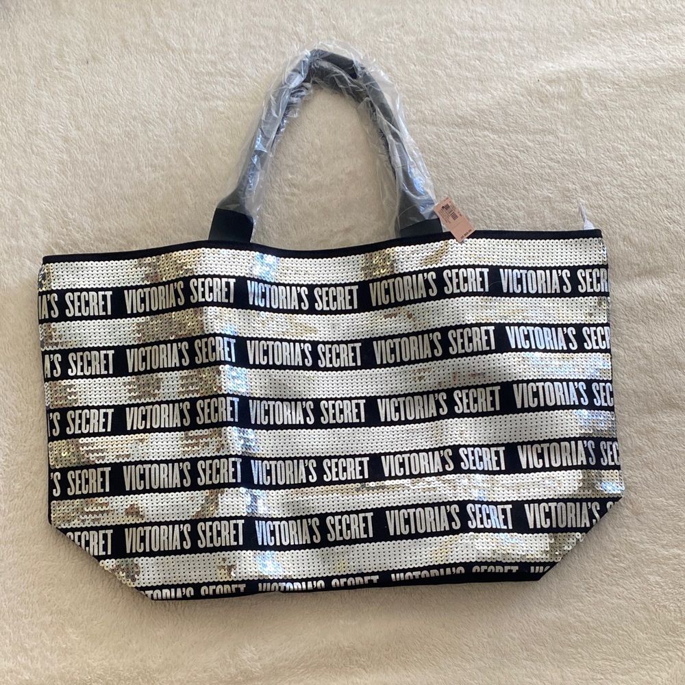 Victoria's Secret Sequin Black and Silver Tote